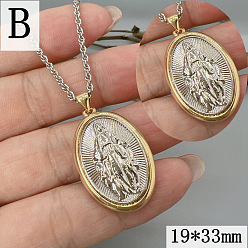 Virgin Латунные ожерелья с подвесками в виде медалей, платиной и золотом, девственница, 23.62 дюйм (60 см), Кулон : 33x19 мм