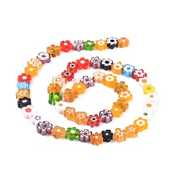 Mixed Color Handmade Millefiori Glass Bead Strands, Flower, Mixed Color, 6.4~9x3.2mm, Hole: 1mm, about 56pcs/Strand, 15.75''(40cm)