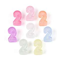 (52) Непрозрачная лаванда Светящиеся матовые прозрачные акриловые бусины, бусины с большим отверстием, число 2, с блеском порошок, светится в темноте, разноцветные, 13.5x21.8x11.8 мм, отверстие : 6.5 мм, Около 208 шт / 500 г