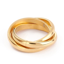 Золотой Ионное покрытие (ip) унисекс 304 перстни из нержавеющей стали, крест крест кольца, золотые, Размер 9, 2.8~7 мм, внутренний диаметр: 18.9 мм