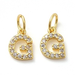 Letter G Латунные микро проложить кубического циркония подвески, без кадмия, без никеля и без свинца, с целью перехода в кольце, Буква G, 8.5x6.5x1.5 мм, отверстие : 3.6 мм