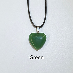 Морско-зеленый Стеклянный кулон в форме сердца, ожерелья из вощеного шнура для женщин и мужчин, цвета морской волны, 17.72 дюйм (45 см)