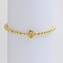 Letter D Латунные браслеты из бисера для женщин, буквы, золотые, Буква D, внутренний диаметр: 2-3/8 дюйм (6 см)