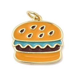 Бирюза Латунь эмаль подвески, с целью перехода в кольце, гамбургерные прелести, стойки покрытие, долговечный, без свинца и без кадмия, реальный 18 k позолоченный, бирюзовые, 17x17x2 мм, отверстие : 3.5 мм