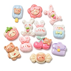 Mixed Shapes Непрозрачная смола декодирует кабошоны, для изготовления ювелирных изделий, вишня/кролик/конфета, разнообразные, 15~28x15~31x7~9 мм