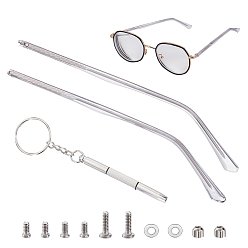 Прозрачный Аксессуары для ножек очков из сплава, с пластиковой находкой для ПК, замена дужек оправы очков, с железным мини-брелком-отверткой для очков, прозрачные, 143x23x3 мм