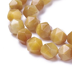 Goldenrod Natural Tiger Eye Beads Strands, Dyed, Faceted Round, Goldenrod, 5.5~6x5~6mm, Hole: 0.8mm, about 64~66pcs/strand, 15.3 inch(39cm)