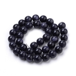 Blue Goldstone Synthetic Blue Goldstone Beads Strands, Round, 12mm, Hole: 1mm, about 31~33pcs/strand, 14.9~15.1 inch(38~38.5cm)