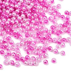 Ярко-Розовый Абс имитация жемчужные бусины, круглые, два тона, ярко-розовый, 6 мм, отверстие : 1.8 мм, Около 5000 шт / 500 г