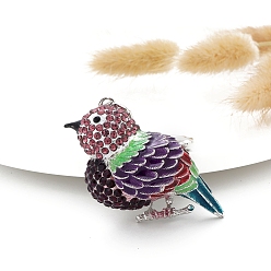 Гранат Сплав горный хрусталь брелок, с эмалью, птица, гранат, Кулон : 55x35 мм