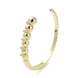 Real 16K Gold Plated Brass Micro Pave Clear Cubic Zirconia Cuff Bangle, Open Bangle for Women, Round, Real 16K Gold Plated, Inner Diameter: 2-3/8x2-1/8 inch(6x5.3cm)
