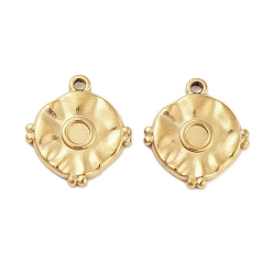 Golden 304 Stainless Steel Pendant Cabochon Settings, Flat Round, Golden, Tray: 2.5mm, 15.5x14.5x1.5mm, Hole: 1.2mm