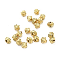 Настоящее золото 18K Латунные бусины, двухконусные, реальный 18 k позолоченный, 6.5x6 мм, отверстие : 1.5 мм