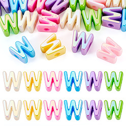 Letter W 20 Stück UV-beschichtete, opake europäische Acrylperlen, große, irisierende Perlen, Gemischte Farbe, Buchstabe w, 20.5x20x13.5 mm, Bohrung: 6 mm