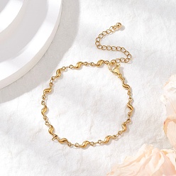 Золотой 304 браслеты из звеньев цепи из нержавеющей стали, золотые, 7 дюйм (17.7 см)