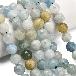 Аквамарин Природные Аквамарин бисер нитей, граненый (128 граней), круглые, 12 мм, отверстие : 1.4 мм, около 33 шт / нитка, 15.75 дюйм (40 см)