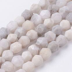Сумасшедший Агат Натуральные белые сумасшедшие кружевные агатовые бусины, граненые, круглые, 6x5 мм, отверстие : 0.8 мм, около 62 шт / нитка, 15.3 дюйм (39 см)
