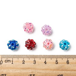Mixed Color Chunky Resin Rhinestone Beads, Resin Round Beads, Mixed Color, 10mm, Hole: 1.5mm