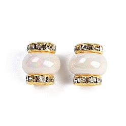 Морская Ракушка Бусины из смолы с латунными стразами рондель, в форме фонаря, для браслетов, , декор ручки, без кадмия и без свинца, цвет морской раковины, 14.5x13.5 мм, отверстие : 3.5 мм