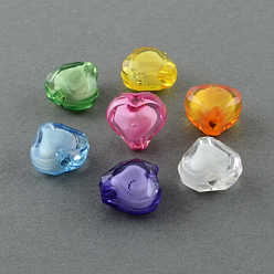 Mixed Color Transparent Acrylic Beads, Bead in Bead, Faceted, Heart, Mixed Color, 19x20x11mm, Hole: 3mm, about 230pcs/500g