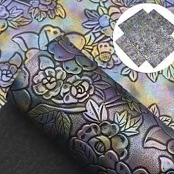 Темно-синий  Шифер Ткани с цветочным узором из искусственной кожи, принадлежности для изготовления поделок, темный сланец синий, 330x200 мм