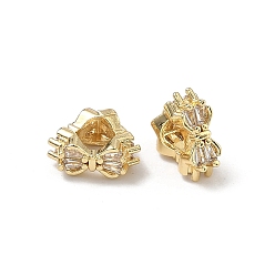 Настоящее золото 18K Бусины из прозрачного кубического циркония в виде бантика из латуни с микропаве, треугольные бусины с большим отверстием, без кадмия и без свинца, стойки покрытие, долговечный, реальный 18 k позолоченный, 10x11.5x5 мм, отверстие : 5 мм