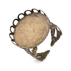 Античная Бронза Плоские круглые железные открытые компоненты кольца манжеты, филигранные оправы для колец, античная бронза, лоток : 21 мм, регулируемый