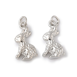 Платина Латунные подвески, кролика прелести, с целью перехода в кольце, долговечный, без свинца и без кадмия, платина, 14x9.5x3 мм, отверстие : 2.5 мм