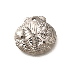 Нержавеющая Сталь Цвет 304 подвески из нержавеющей стали, ракушка с подвеской в виде морской звезды и раковины, анти-тускнение, цвет нержавеющей стали, 19x20x4 мм, отверстие : 1.2 мм