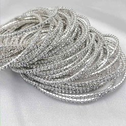 Кристалл Теннисные браслеты из латуни со стразами, эластичные браслеты для женщин, квадратный, кристалл, внутренний диаметр: 2-1/8 дюйм (5.25 см)