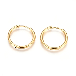 Golden 304 Stainless Steel Huggie Hoop Earrings, with 316 Surgical Stainless Steel Pin, Ion Plating(IP), Ring, Golden, 20x2mm, 12 Gauge, Pin: 0.9mm
