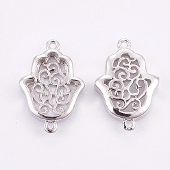 Платина Латуни кабошон параметры соединителя, долговечный, hamsa рука / рука fatima / рука miriam, платина, лоток : 13x10 мм, 19.5x13x4 мм, отверстие : 1 мм