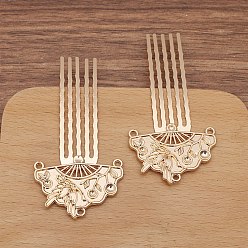Rose Gold Alloy Hair Comb Finding, for DIY Jewelry Accessories, Crane, Rose Gold, 61mm, 10pcs/set