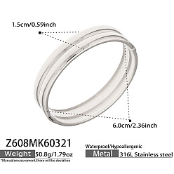 Stripe 316L Surgical Stainless Steel Hinged Cuff Bangles for Women, Stainless Steel Color, Tarnish Free, Stripe, Inner Diameter: 2.36 inch(6cm)