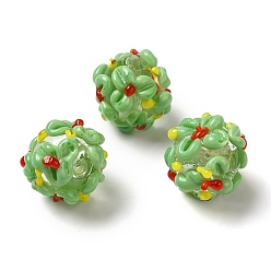 Лайм Бусины лэмпворк , цветок, желто-зеленые, 11~13 мм, отверстие : 1.2 мм