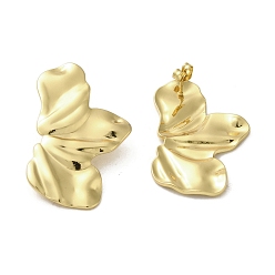 Настоящее золото 18K Ионное покрытие (ip) 304 серьги-гвоздики из нержавеющей стали, цветок, реальный 18 k позолоченный, 45x26 мм