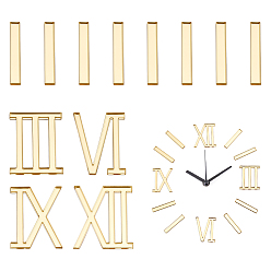Gold Acrylic Cabochons, Roman Numeral 1-12, Gold, 29.5~30x4.5~27x2.5~3mm