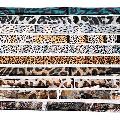 Leopard Переводные фольгированные наклейки для ногтей, наклейки для ногтей, украшения для ногтей, леопардовым узором, 2.5 см, 1 м / рулон, 10 рулонов / коробке