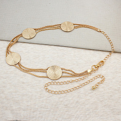 Золотой Винтажная литая геометрическая дисковая цепочка с цепочками на талию и живот для женщин, золотые, 1100 мм