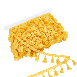 Or Ruban de pompon en polyester, pour la décoration textile de la maison, or, 1-5/8 pouces (40 mm), 25 verges/ensemble