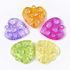 (52) Непрозрачная лаванда Прозрачные акриловые подвески, сердце, разноцветные, 38x36x10 мм, Отверстие : 3 мм , около 110 шт / 500 г