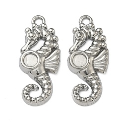 Нержавеющая Сталь Цвет 304 Настройки кабошон из нержавеющей стали кулон, морской конек, цвет нержавеющей стали, 32x13x3 мм, отверстие : 2.5 мм, Размер лотка: 4 мм