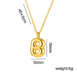 Letter B 304 массивные ожерелья с инициалами из нержавеющей стали, реальный 18 k позолоченный, В письме, 15.75 дюйм (40 см)