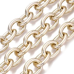 Light Gold Aluminium Cable Chains, Unwelded, with Spool, Light Gold, 18x14x3~3.5mm, about 16.40 Feet(5m)/Roll