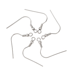 Нержавеющая Сталь Цвет Устойчивы к потускнению 304 крючки для сережек из нержавеющей стали, провод уха, с горизонтальной петлей, цвет нержавеющей стали, 19~21x20~23x3 мм, отверстие : 2 мм