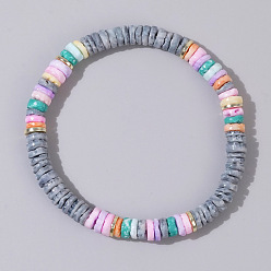 Серый Бохо-стиль жемчужные ракушки бусины хейши эластичные браслеты для женщин, серые