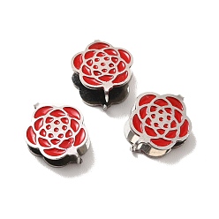 Stainless Steel Color 304 Stainless Steel Snap on Bails, with Enamel, Plum Blossom, Red, Stainless Steel Color, 12x10x3.5mm, Pin: 0.9mm