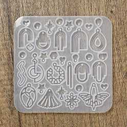 Белый DIY силиконовые формы кулон, формы для литья смолы, для уф-смолы, изготовление ювелирных изделий из эпоксидной смолы, разнообразные, белые, 107x109x4 мм, отверстие : 2 мм, внутренний диаметр: 5.5~26x5~33 мм