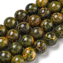 Bumblebee Jasper Натуральные бусины из яшмы шмеля, круглые, 10 мм, отверстие : 0.8 мм, около 37~38 шт / нитка, 14.96''~15.43'' (38~39.2 см)
