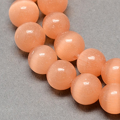 Перу Кошачие глаза, круглые, Перу, 6 мм, отверстие : 1 мм, около 66 шт / нитка, 14 дюйм